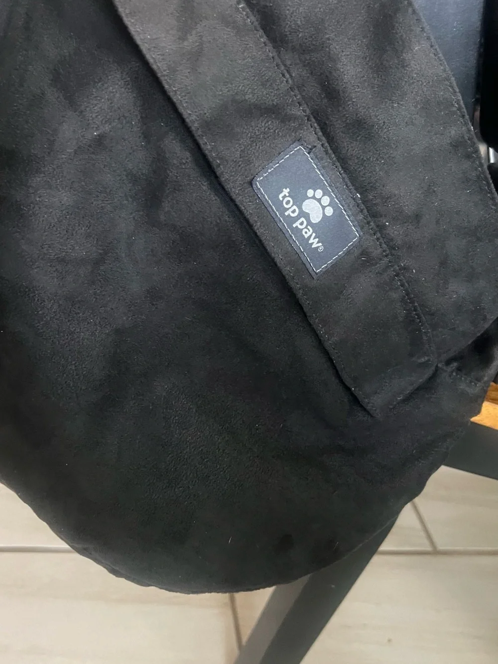 Top Paw Black Suede Shoulder Tote Bag